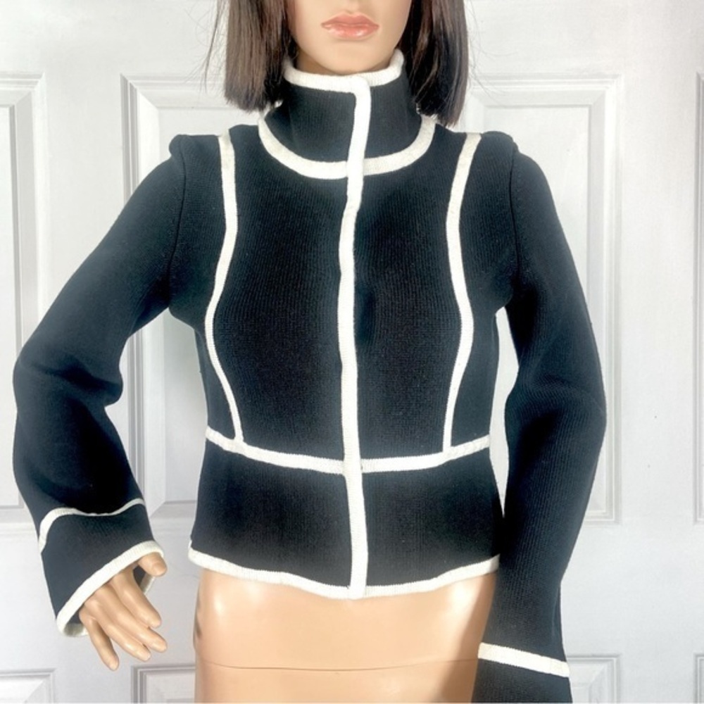 White House Black Market Cropped High Collar Knit Sweater Blazer Jacket